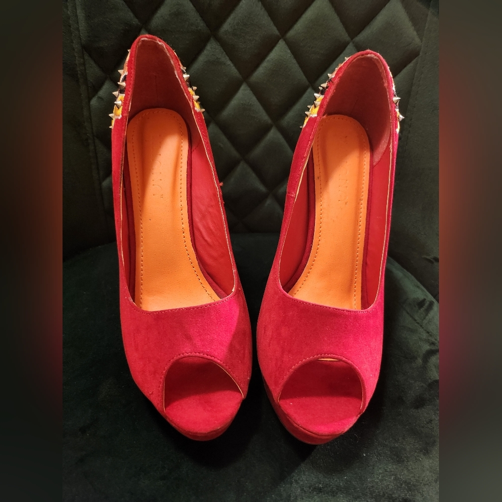 Red Spiked Heel Pump
